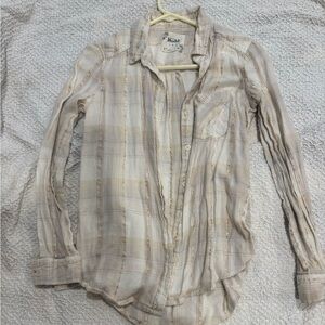 Mudd Beige Plaid Button Down Shirt